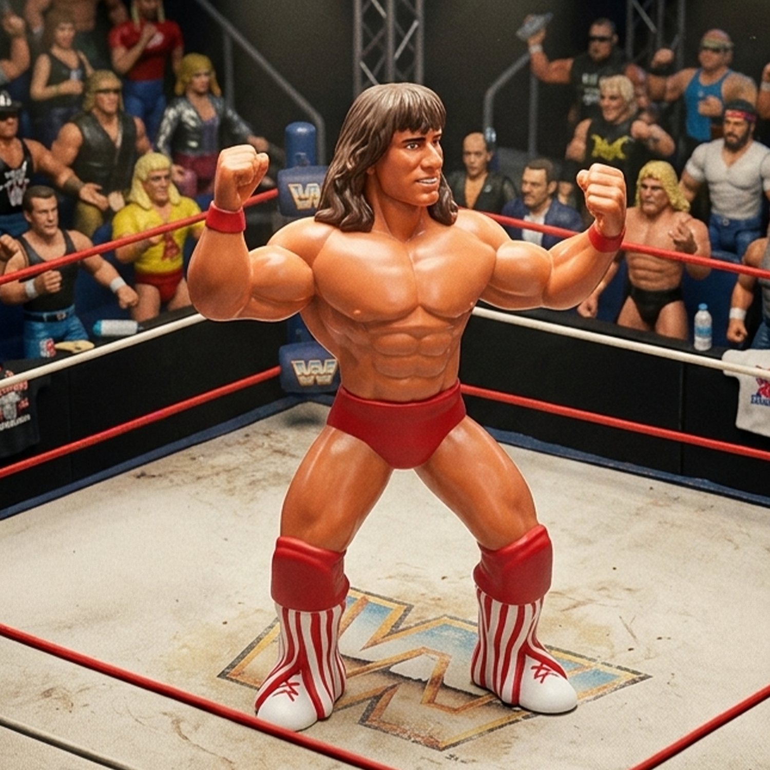 Kerry Von Erich Major Big Rubber Guys 1:9 Scale 8-Inch Posed Wrestling Figure by Major in red trunks and boots in ring