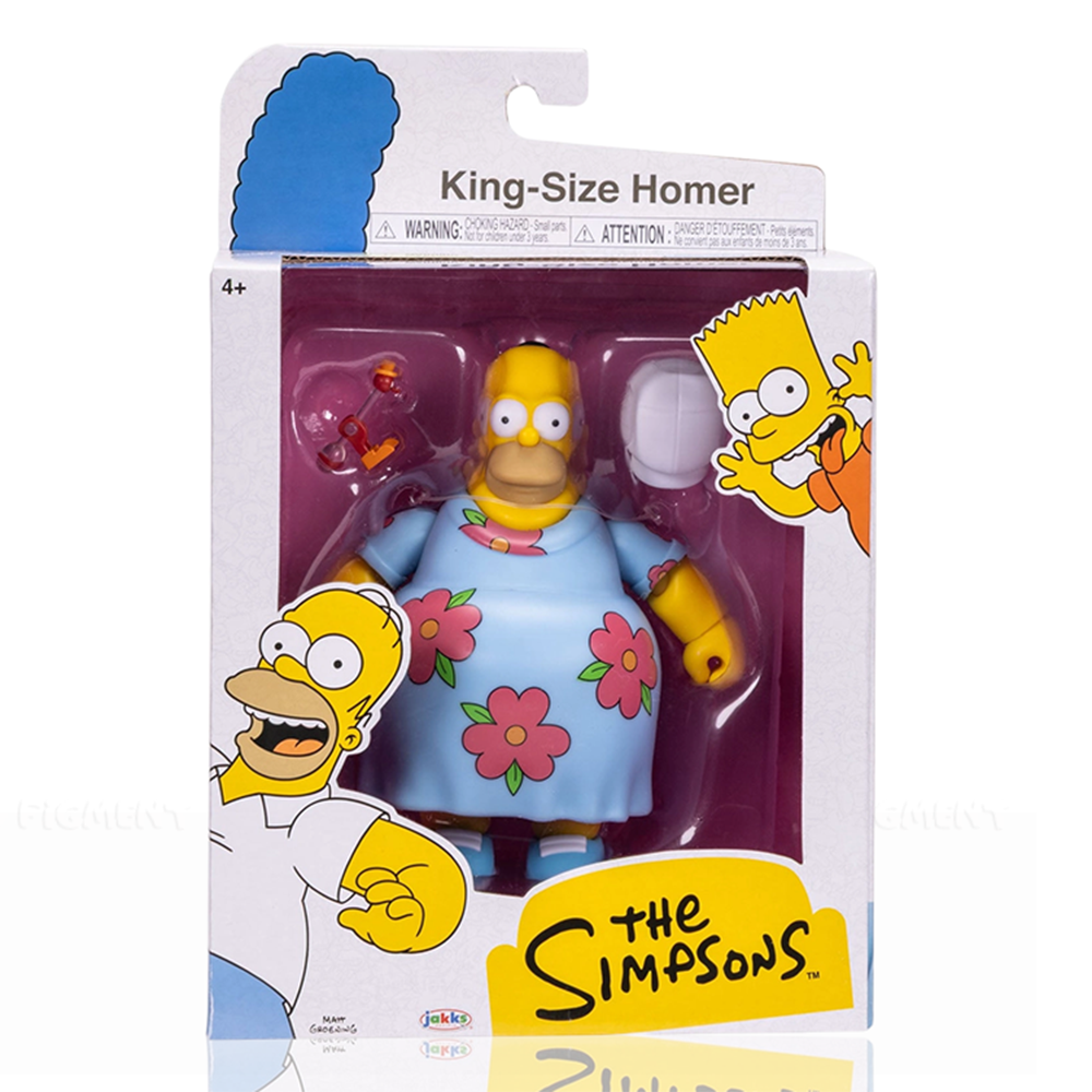 King-Size Homer Deluxe Action Figure The Simpsons 5" Drinking Bird Jakks by Jakks Pacific in floral dress collectible packaging