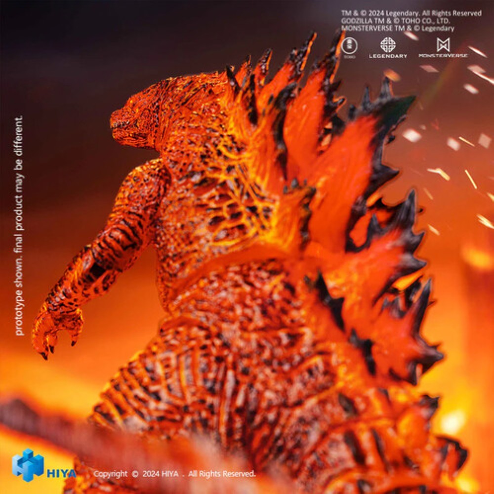 Burning Godzilla 7" Action Figure - Hiya Toys Exquisite Basic with fiery orange dorsal spines