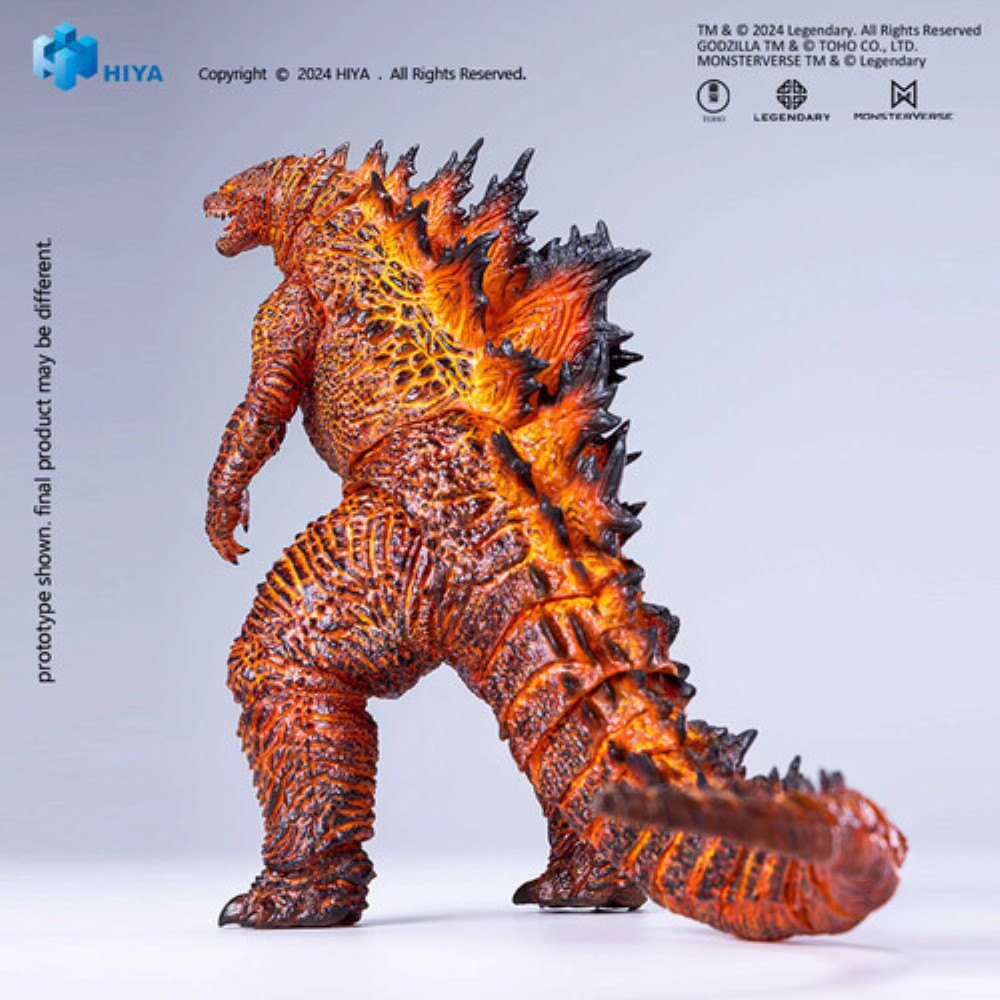 Burning Godzilla 7" Action Figure - Hiya Toys Exquisite Basic posed with fiery orange details