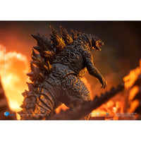 Godzilla The King of the Monsters Returns Exquisite Basic Series Action Figure by Hiya Toys amid flames