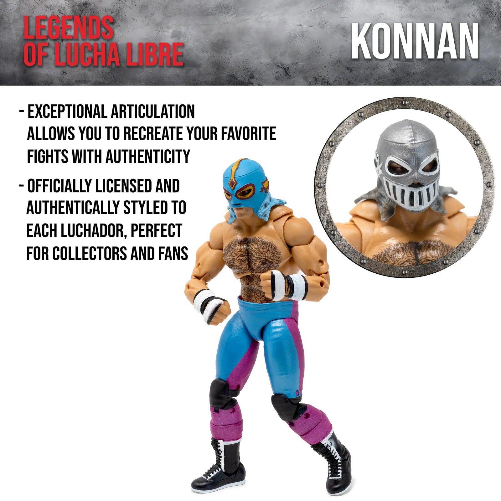 Konnan Legends of Lucha Libre Premium 6.5" Action Figure (1:12 Scale) – Classic Masked Era Edition