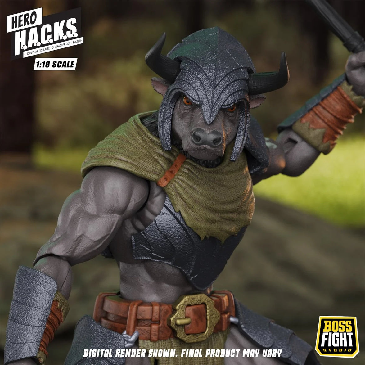 Minos Auroxos 4" Boss Fight Studio Action Figure Hero HACKS Articulated bull-headed collectible figure