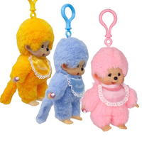 Monchhichi Lacie Satin Bib Plush Keychain 3-Pack Set (Orange, Pink, Blue)