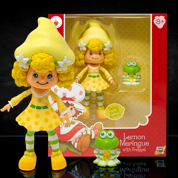 Boss Fight Studio Llc Lemon Meringue Strawberry Shortcake figure with curly yellow hair, polka dot dress, and green striped socks