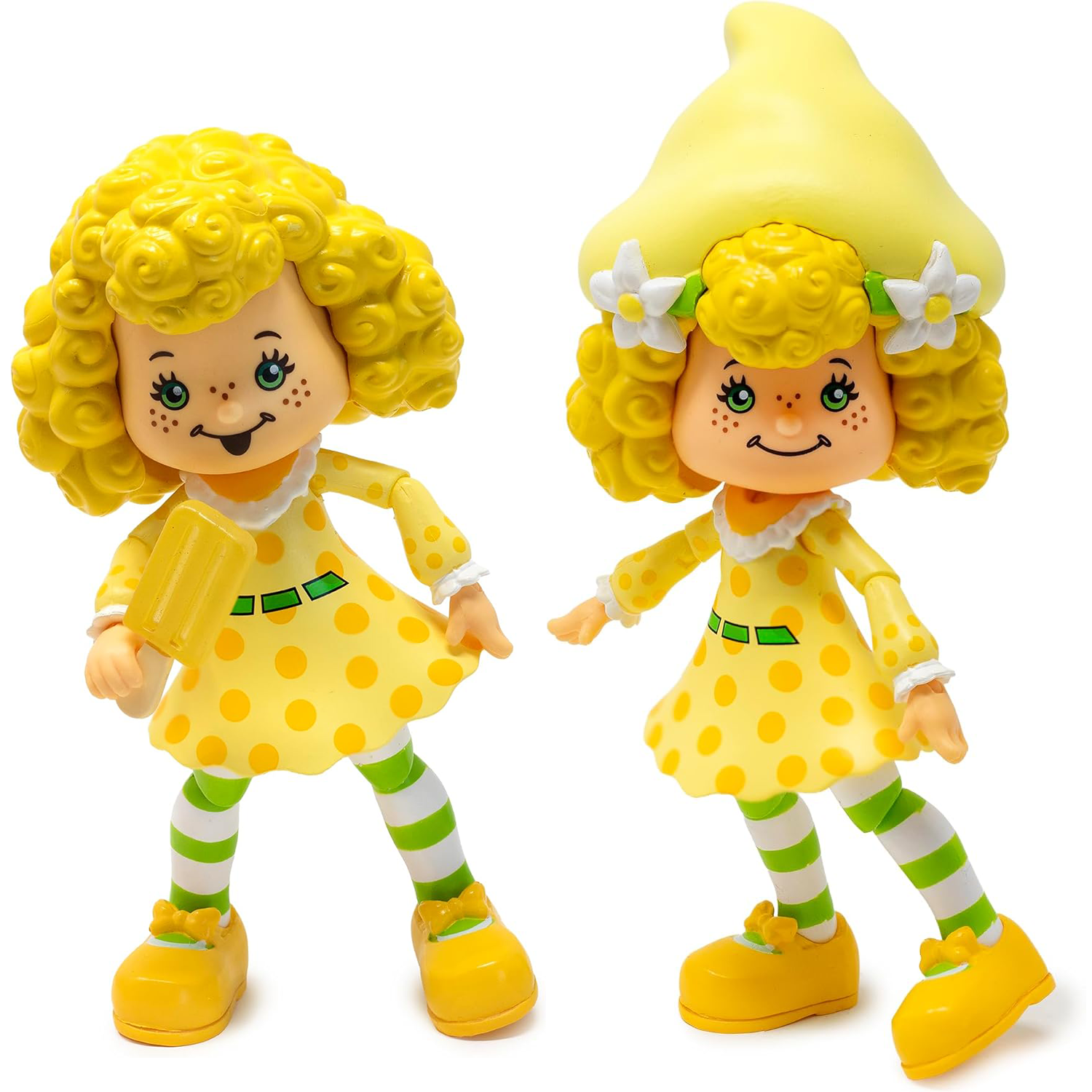 Boss Fight Studio Llc Lemon Meringue figure with curly yellow hair, polka dot dress, green striped socks, and yellow shoes