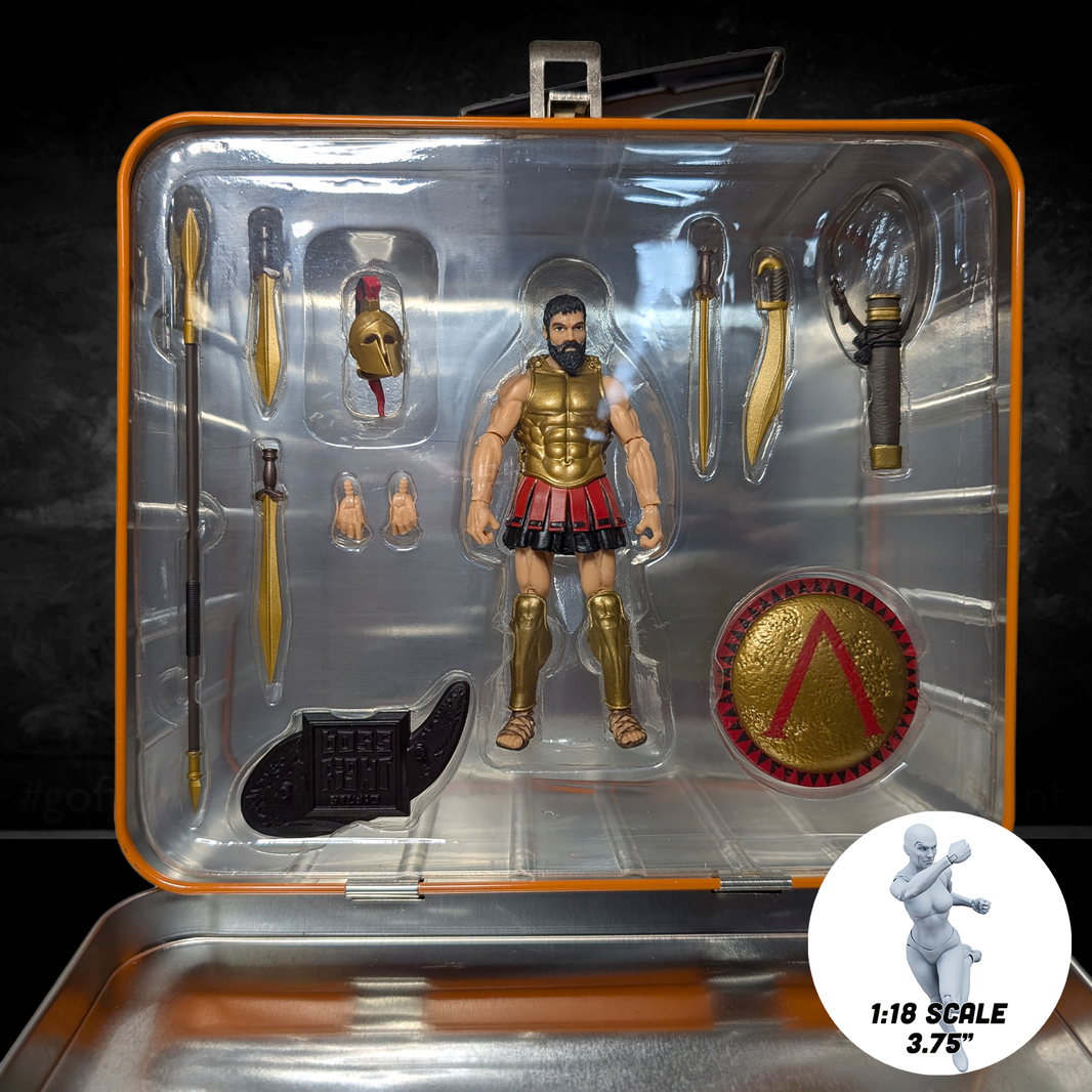 Leonidas Leader of the 300 Vitruvian H.A.C.K.S. Action Figure with Full Size Metal Themed Lunchbox