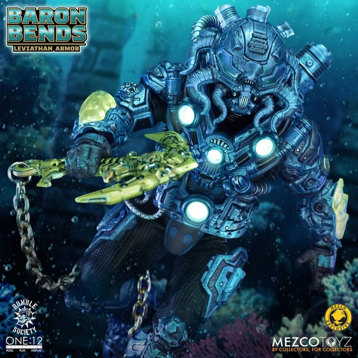 Baron Bends Leviathan Armor Rumble Society One:12 Collective Action Figure by Mezco Toyz Light-Up 6.7 in