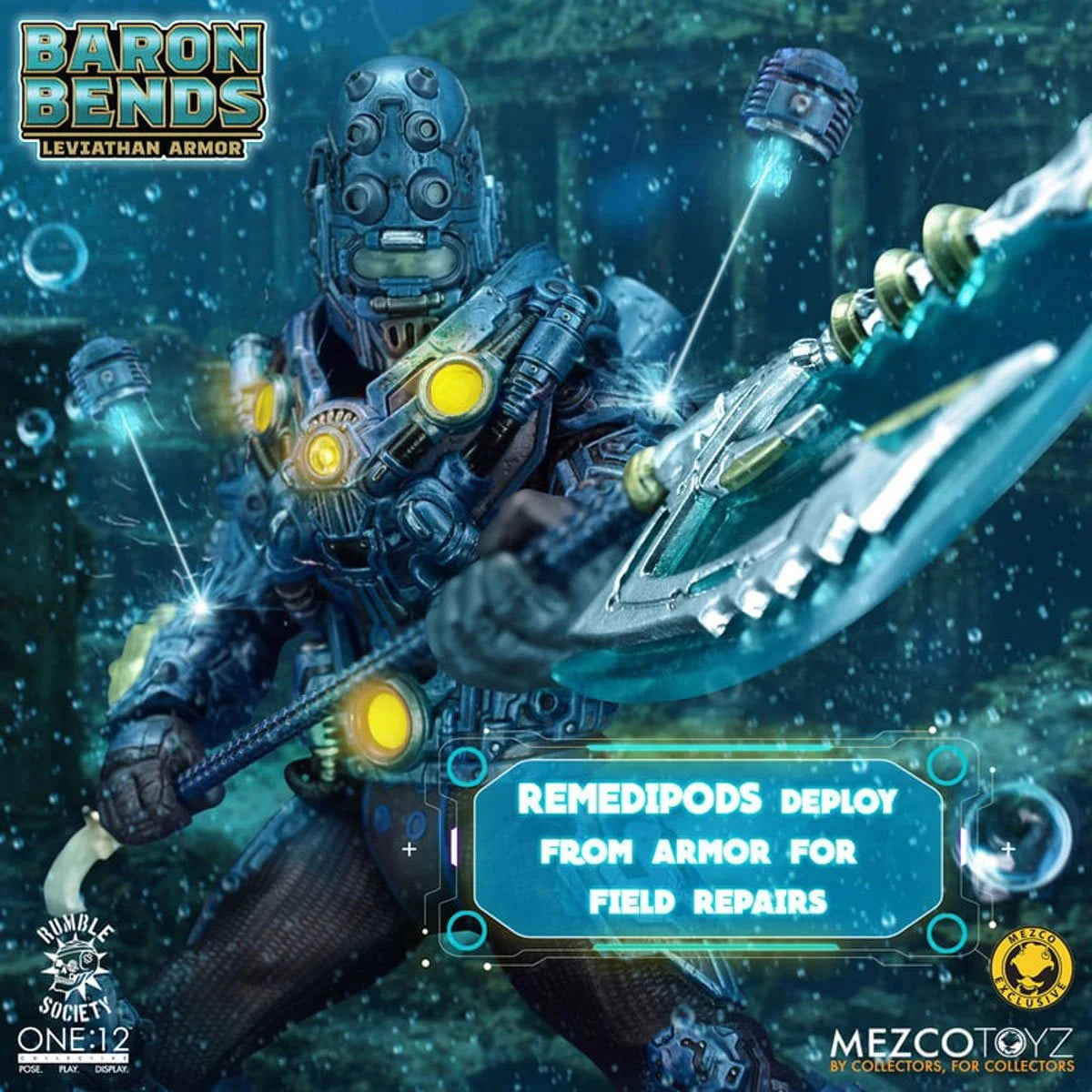 Baron Bends Leviathan Armor Rumble Society One:12 Collective Action Figure by Mezco Toyz Light-Up 6.7 in