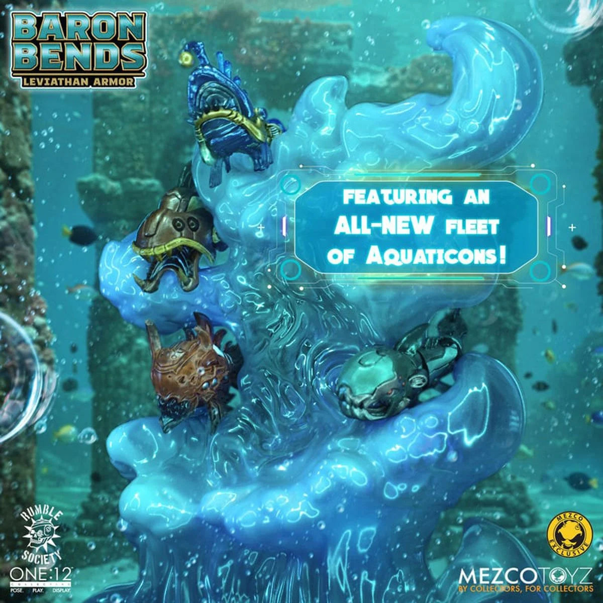 Baron Bends Leviathan Armor Rumble Society One:12 Collective Action Figure by Mezco Toyz Light-Up 6.7 in