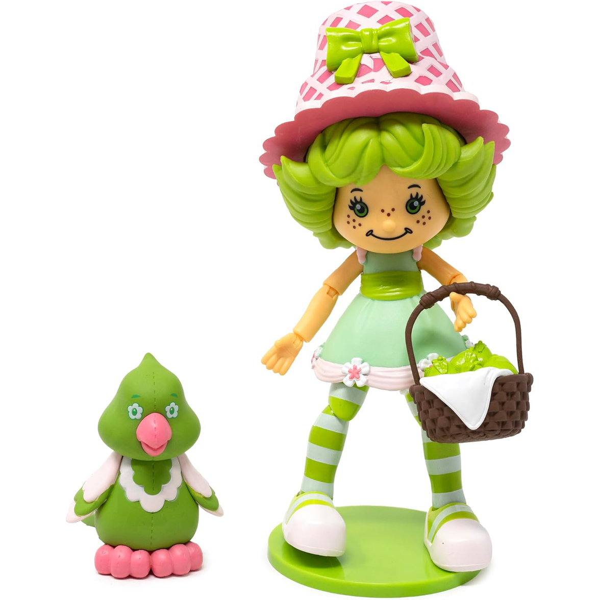 Boss Fight Studio Llc Lime Chiffon Strawberry Shortcake figure in green dress with basket and green bird companion on round base
