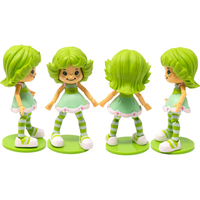 Boss Fight Studio Llc Lime Chiffon Strawberry Shortcake figure with green hair, striped tights, and floral-trimmed dress on round bases