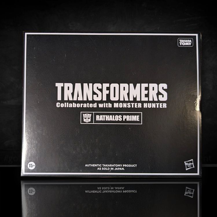 Takara Tomy Transformers and Monster Hunter Rathalos Prime collectible figure box with authentic branding and labels