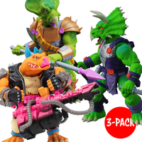 Saurozoic Warriors Dinosaur "Lowland Tribe" Action Figure 1:12 Scale 6" BUNDLE of 3 by Boss Fight Studio Llc with weapons and armor