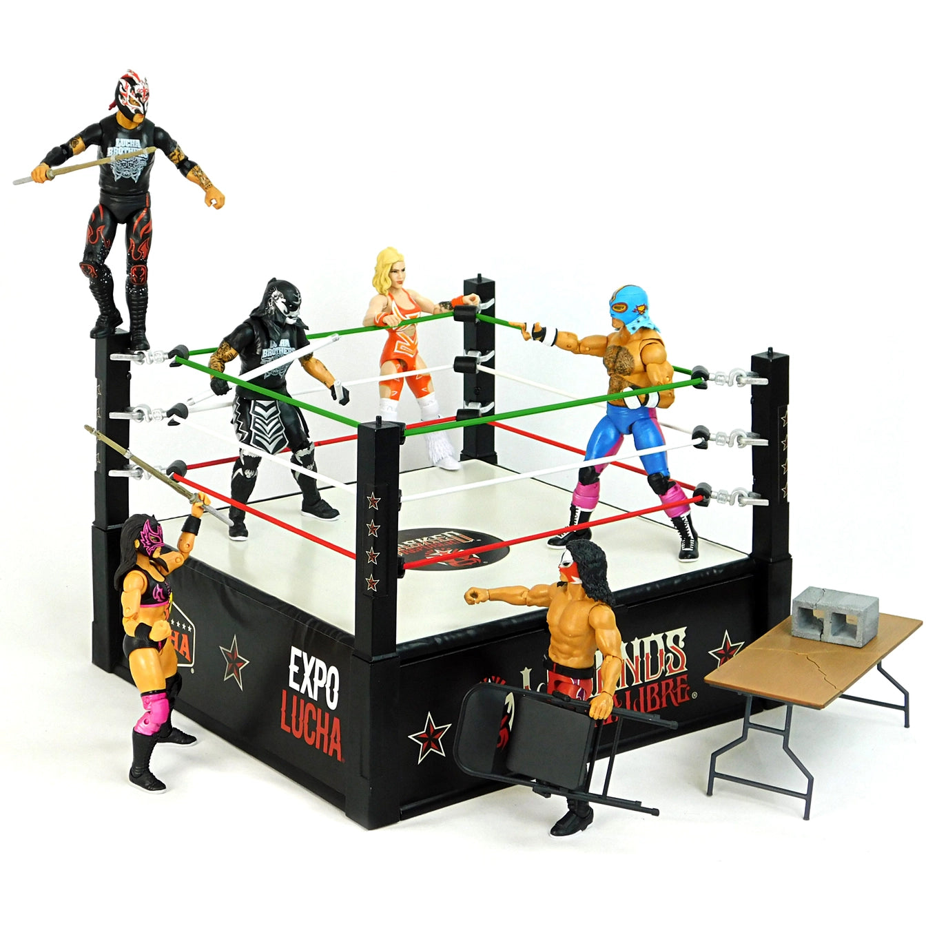 Wrestling Ring Playset Legends of Lucha Libre Premium 1:12 Scale 6"