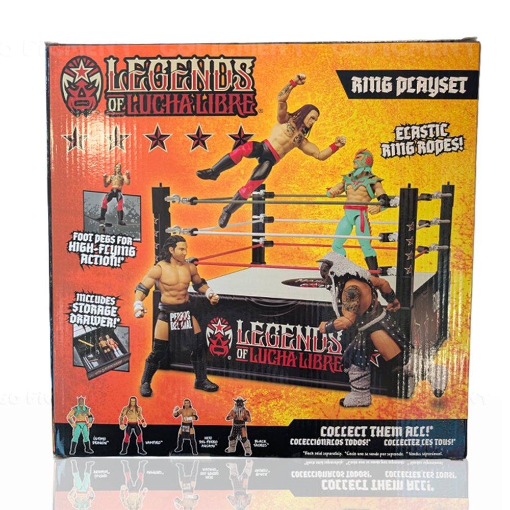 Wrestling Ring Playset Legends of Lucha Libre Premium 1:12 Scale 6" by Boss Fight Studio Llc with detailed figures and accessories.