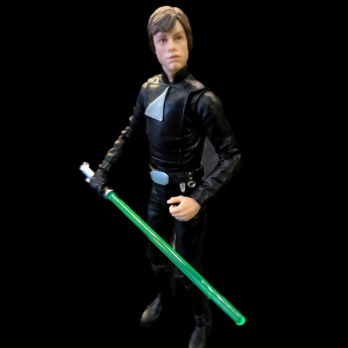 Luke Skywalker action figure from The Last Command with green lightsaber and black Jedi outfit in 1:12 scale loose condition