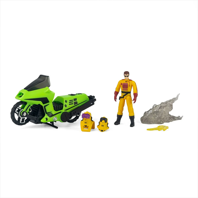 Loyal Subjects M.A.S.K. Condor motorcycle playset with Brad Turner figure and transformation accessories displayed on white background