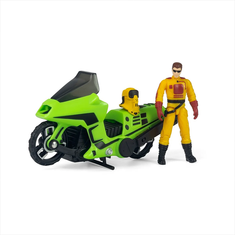 Loyal Subjects M.A.S.K. Condor green motorcycle and Brad Turner action figure with mask and detailed design