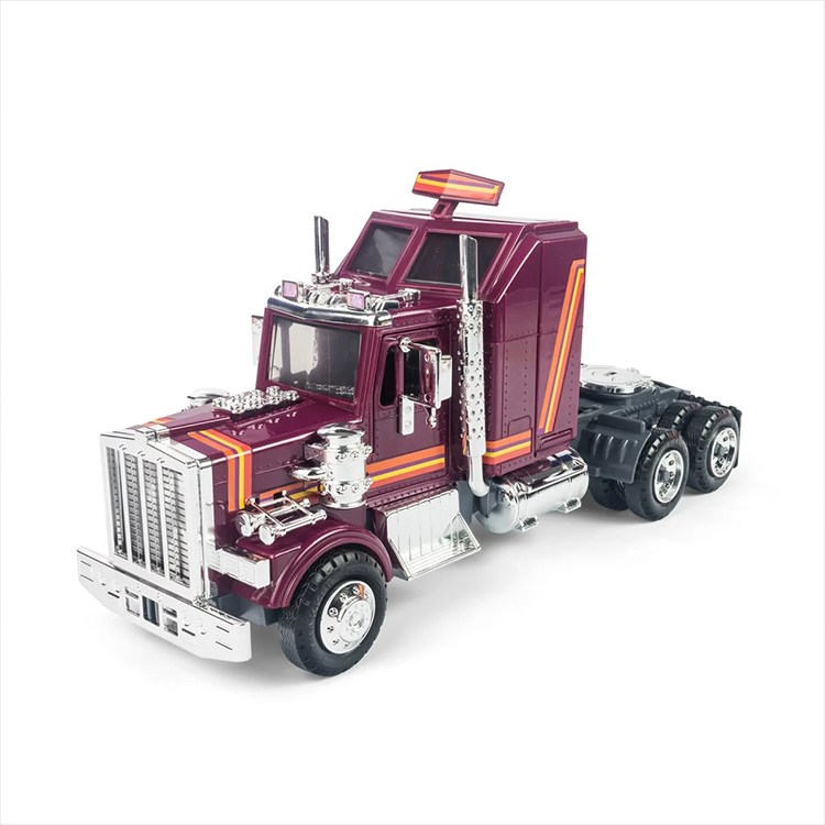 The Loyal Subjects M.A.S.K. Mobile Defense Unit semi-truck toy with detailed purple and orange design and chrome accents.