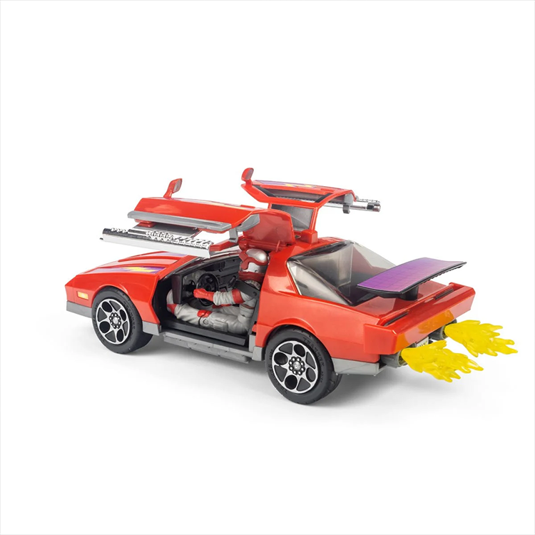 Loyal Subjects M.A.S.K. Thunderhawk toy car transforms into jet with gull-wing doors, flames and Matt Trakker figure inside