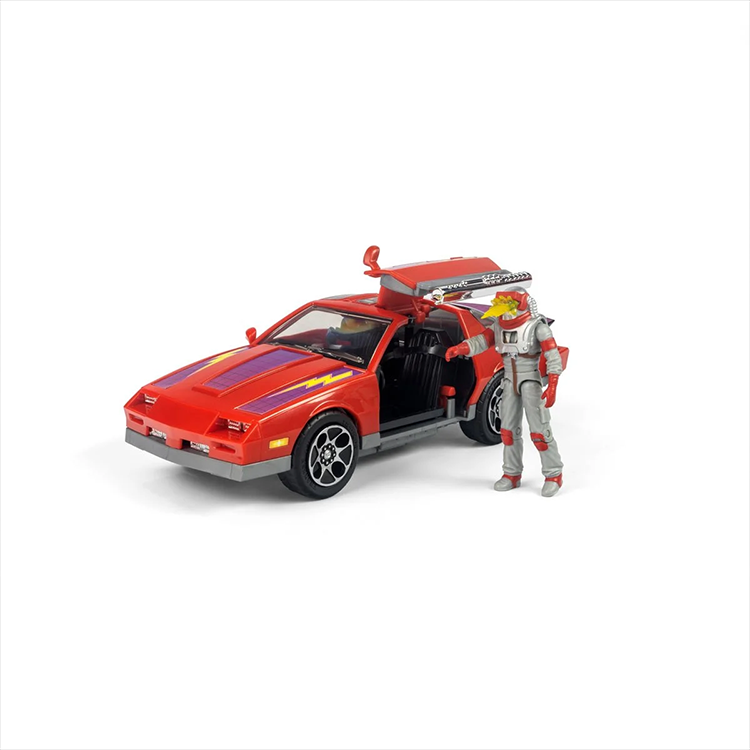 Loyal Subjects M.A.S.K. Thunderhawk vehicle with gull-wing doors and articulated Matt Trakker figure in pilot suit.