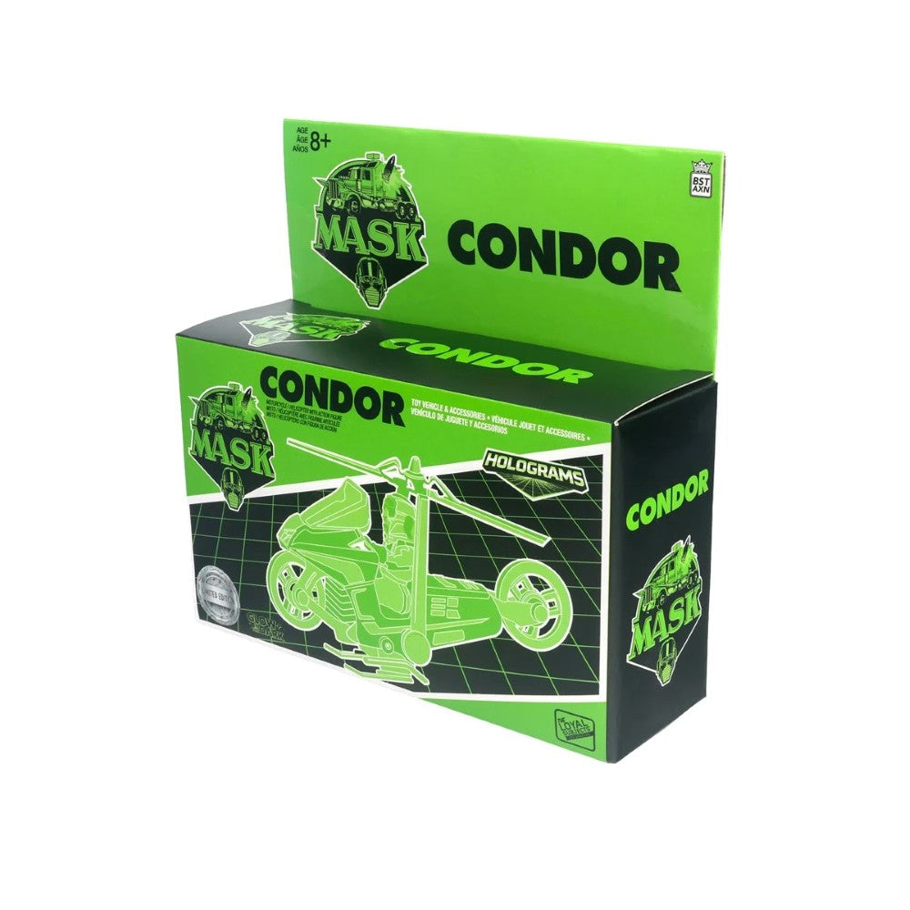 Green M.A.S.K. Condor helicopter box with hologram artwork and technical-style vehicle illustration