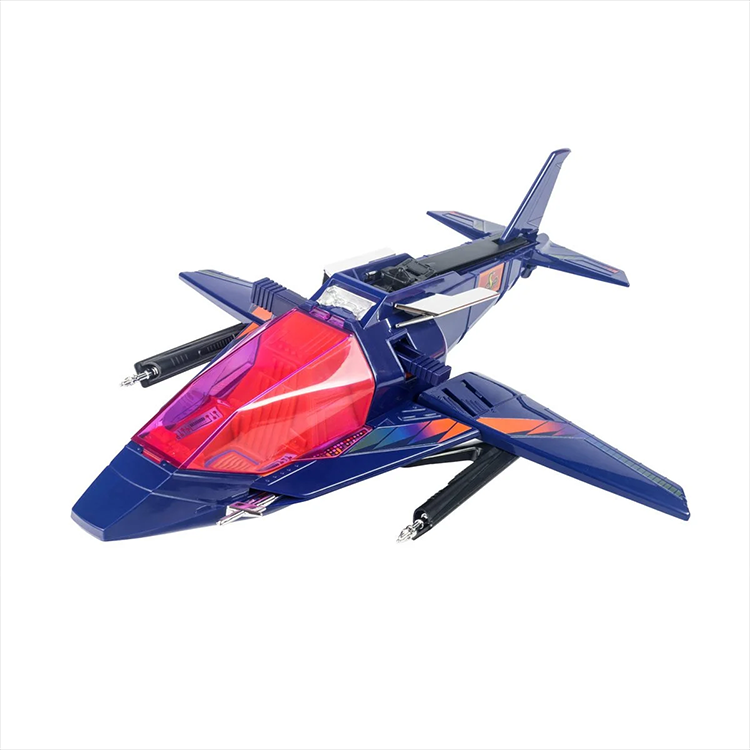 The Loyal Subjects M.A.S.K. High Tech Helicopter in sleek blue jet fighter mode with red cockpit canopy and weaponry.