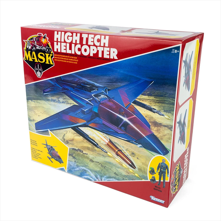The Loyal Subjects M.A.S.K. High Tech Helicopter transforming from helicopter to jet fighter with figure Miles Mayhem