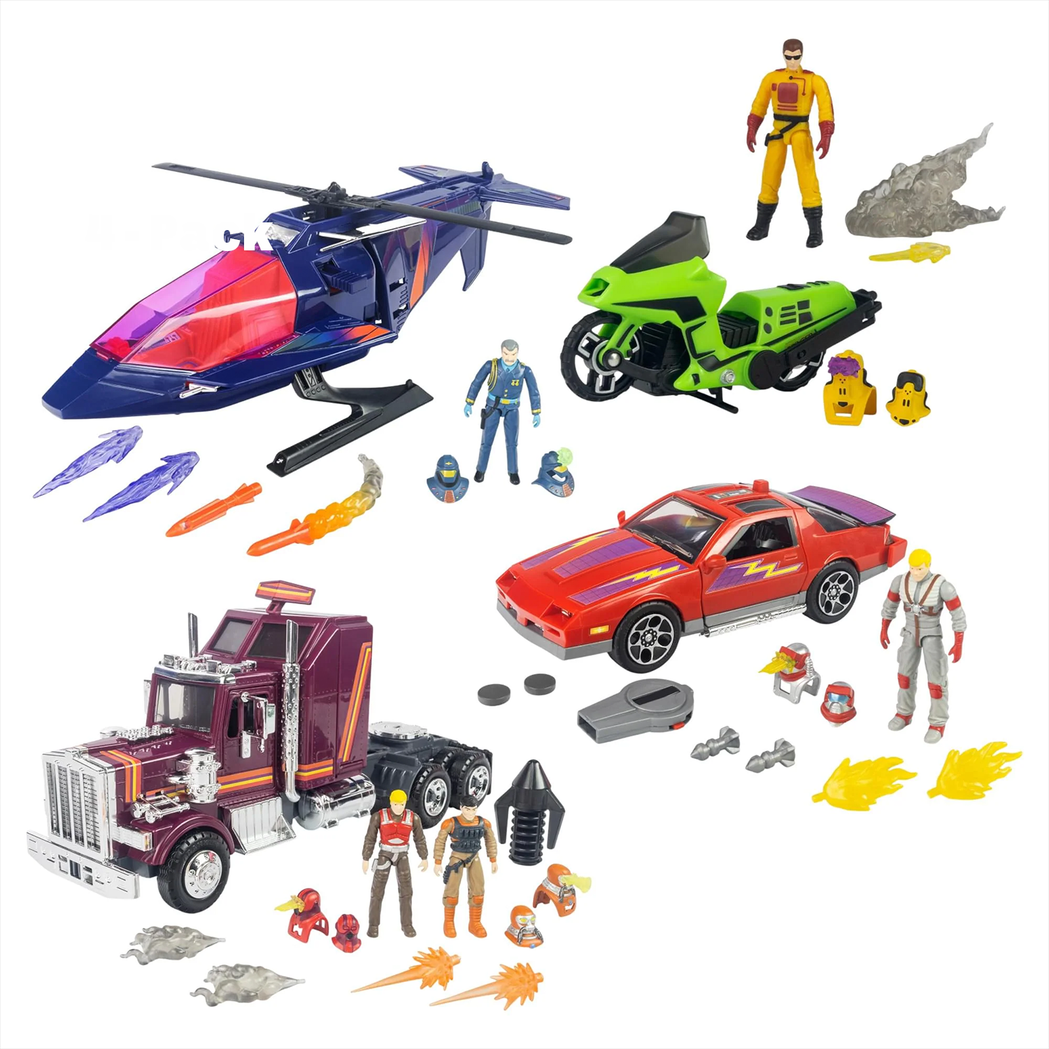M.A.S.K. 4 Pack Complete Set Vehicle BUNDLE Action Figure Set (MASK)