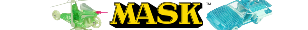 MASK logo between green and blue toy vehicles