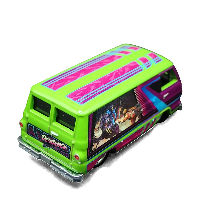 Hot Wheels 1966 Dodge A100 Van in vibrant green with Masters of the Universe themed artwork and details