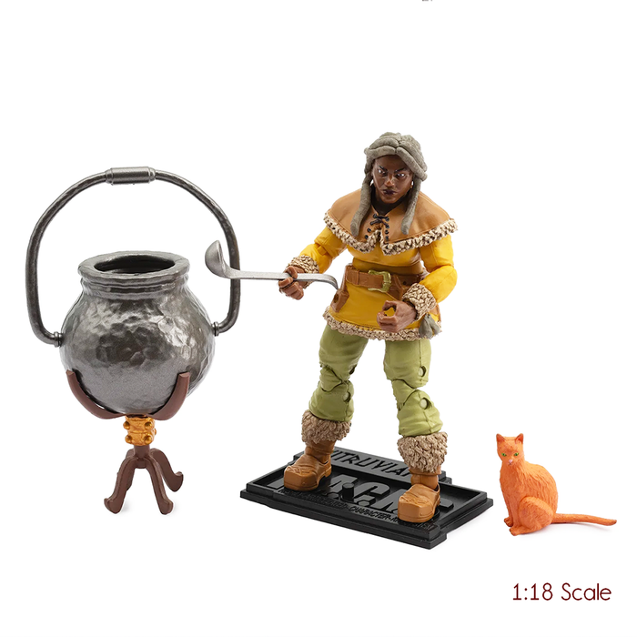 Madame Ruskin Dwarf Tavern Keeper Vitruvian H.A.C.K.S. Series 2 Fantasy 4" Figure with cauldron and cat