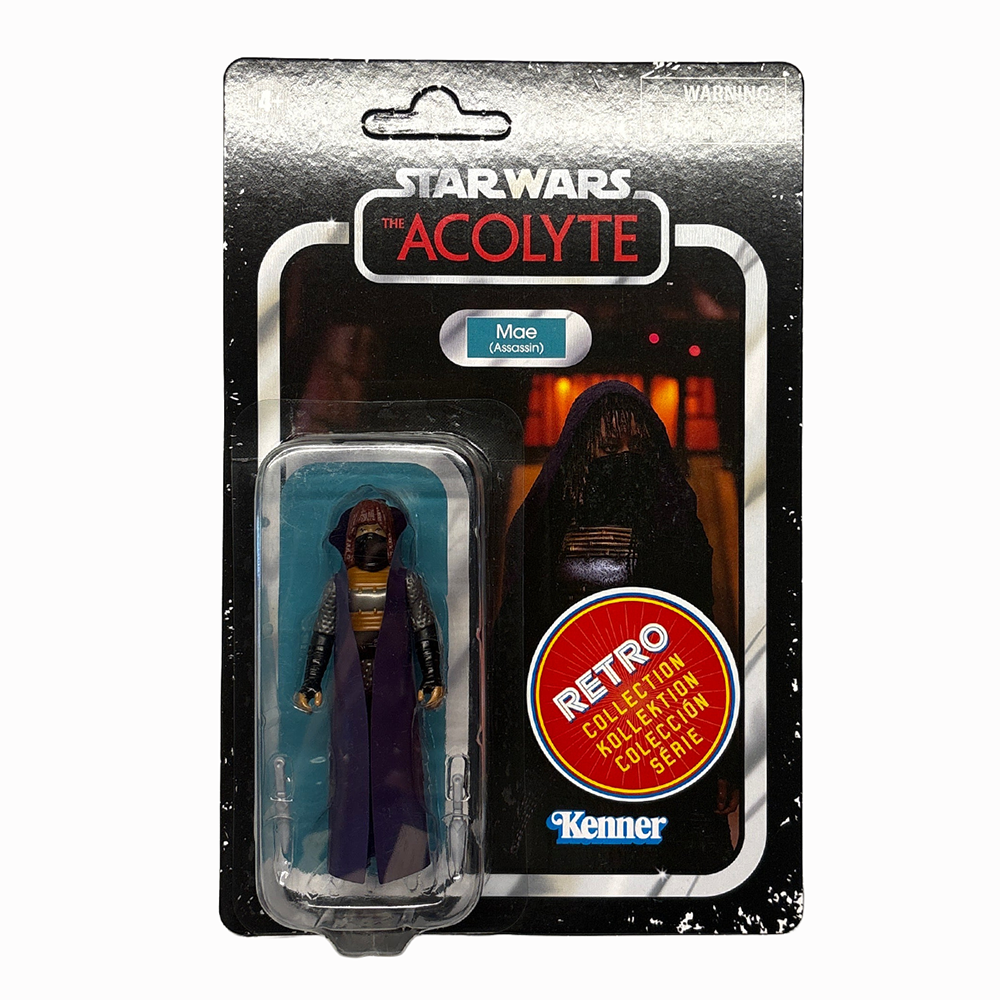 Mae the Assassin Star Wars Retro Collection Action Figure 1:18 Scale Acolyte by Kenner in retro packaging