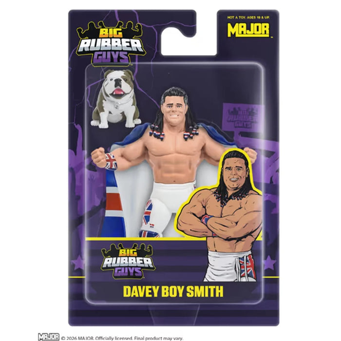 Davey Boy Smith Major Big Rubber Guys 1:9 Scale 8-Inch Posed Wrestling Figure by Major with bulldog accessory in packaging