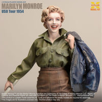 Marilyn Monroe USO Tour 1954 1/8 Scale Model Kit X-Plus figurine wearing military jacket and brown skirt.