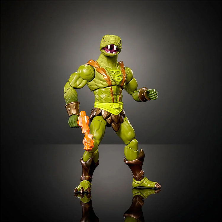 Mattel Masters of the Universe Kobra Khan action figure with detailed articulation and accessories in dynamic pose