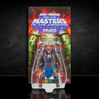 Mattel He-Man Masters of the Universe Origins 200X Stratos action figure in blister packaging, detailed and collectible.