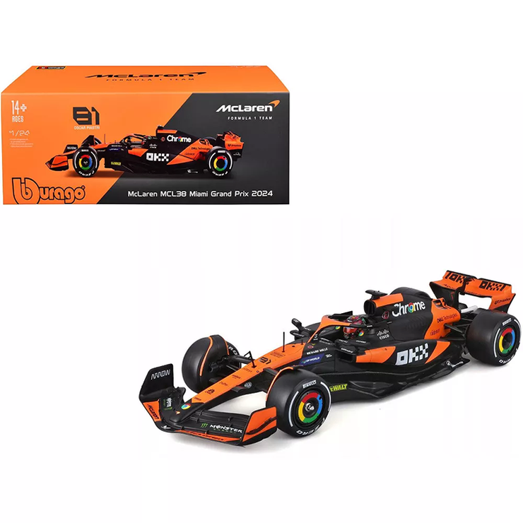 Bburago Formula 1 McLaren MCL38 Oscar Piastri #81 with Helmet (2024) Die-Cast Metal 1:43 Scale Vehicle