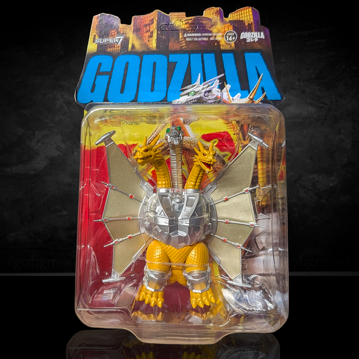 Mecha King Ghidorah 3 3/4-Inch ReAction Figure Super7 Godzilla Toho Collectible Figure new in box with detailed mech design
