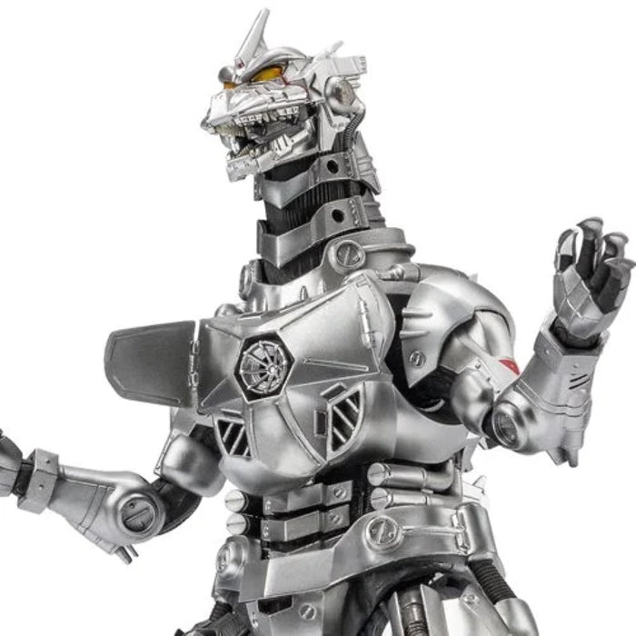 Mechagodzilla MFS-3 Exquisite Basic Series None Scale 7 3/4-Inch Action Figure Godzilla Against Mechagodzilla by Exquisite in silver robotic design