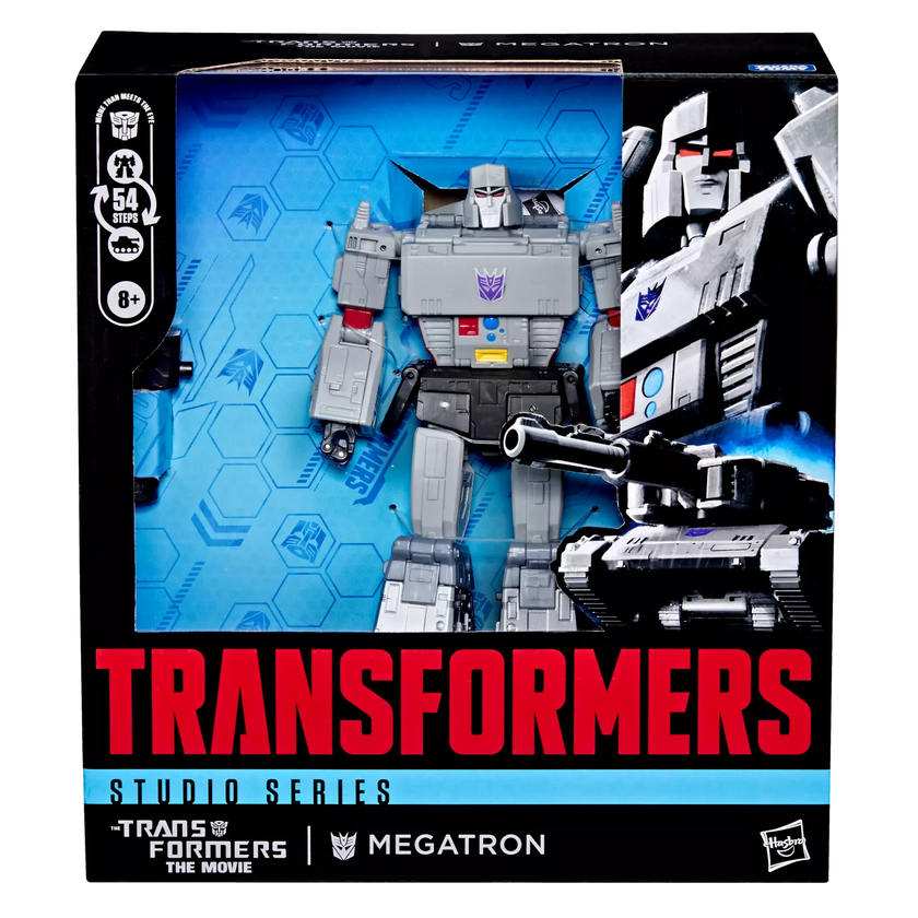 Go Figment Transformers Studio Series Megatron Leader Class figure in original packaging with tank mode transformation