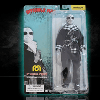 The Invisible Man Retro Style Articulated Mego Action Figure 8 inch with black coat and plaid scarf by Mego