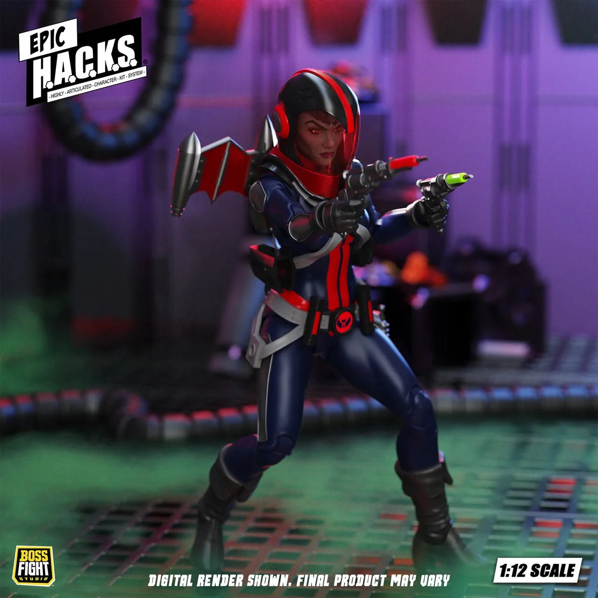Mercy Zaleska 6" Boss Fight Studio Action Figure Epic HACKS Articulated posed with dual blasters