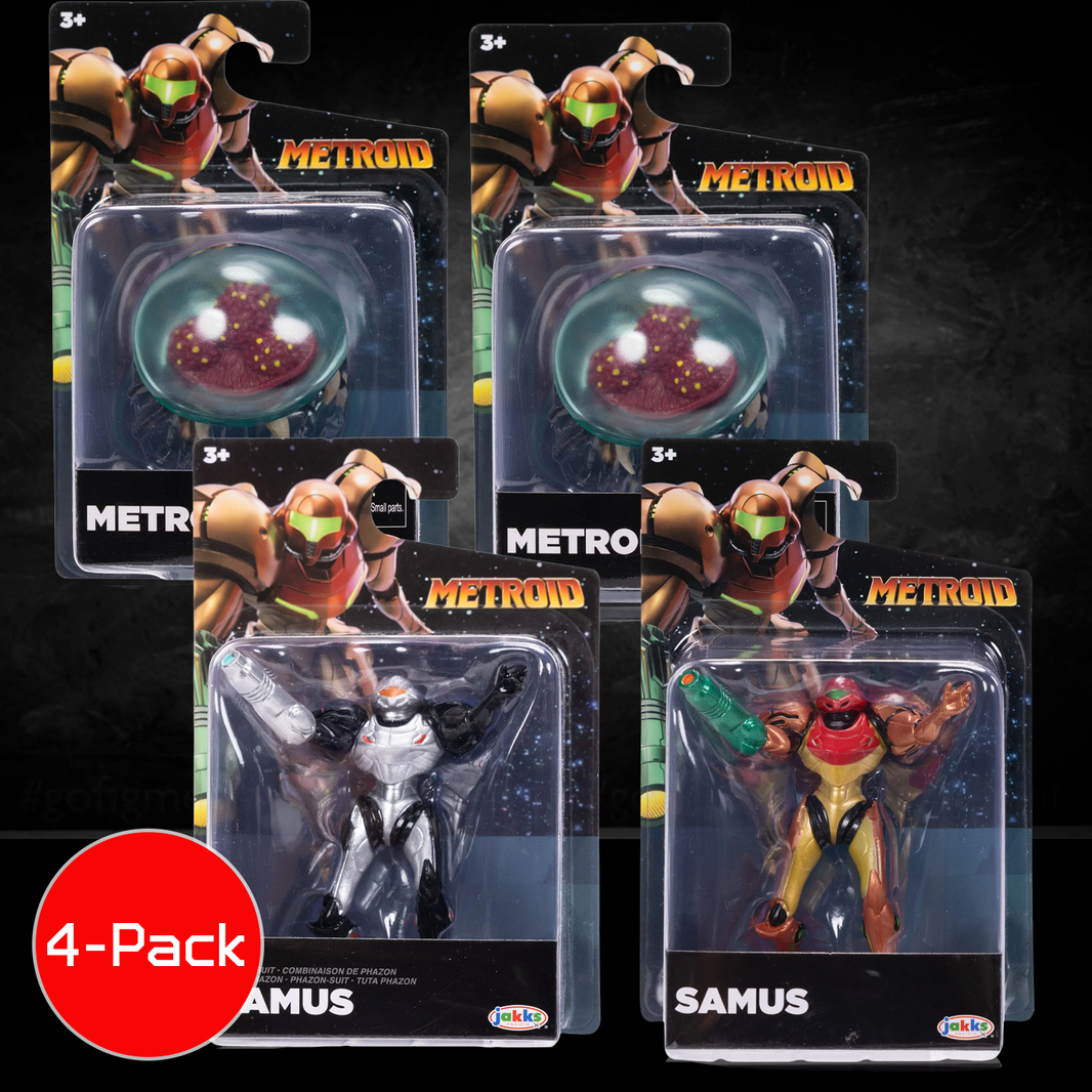 Metroid Prime 4-Pack of Figures 2.5 inch Metroid World of Nintendo 3 Points of Articulation by Go Figment collectible set