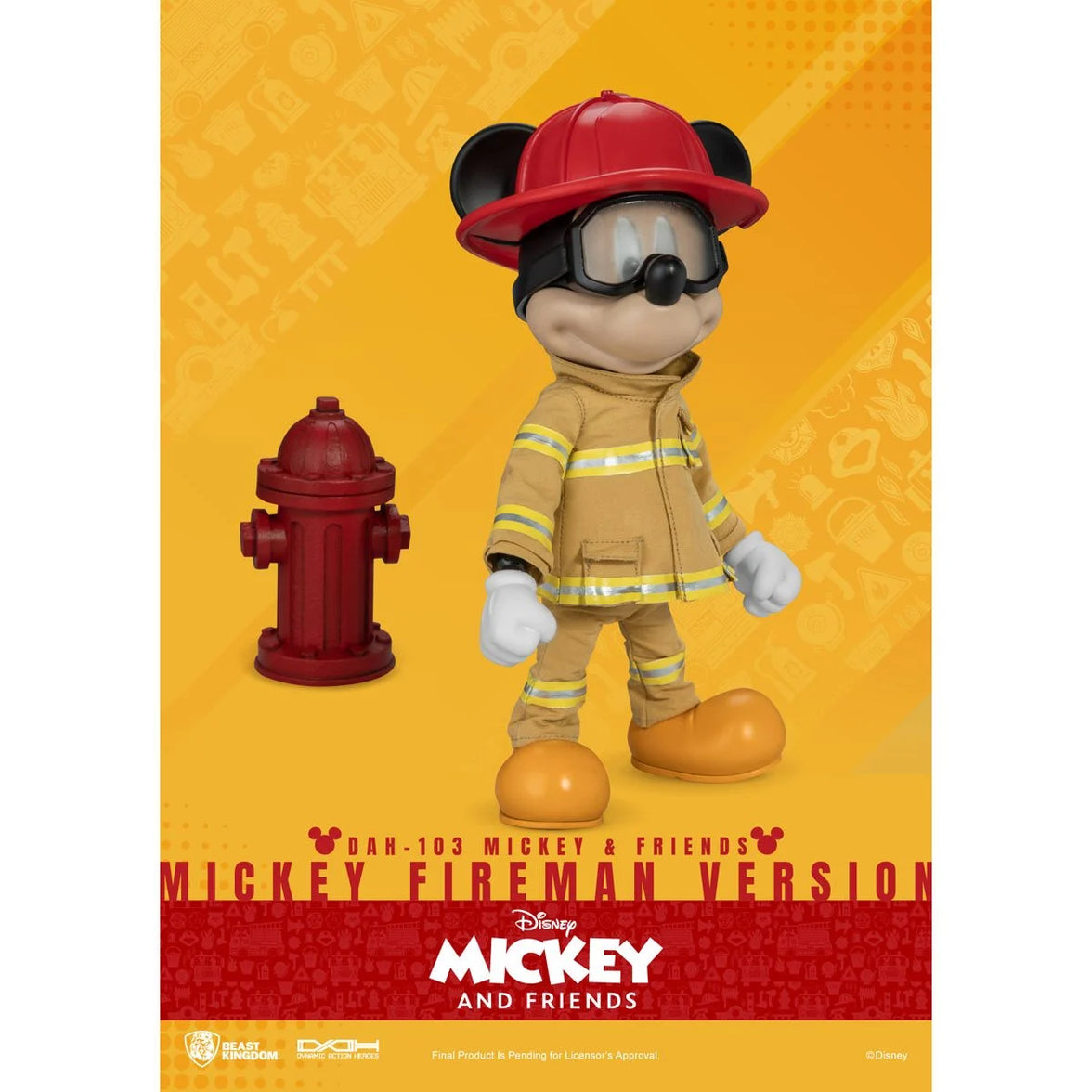 Beast Kingdom Mickey Mouse Fireman DAH-103 Dynamic 8-Ction Heroes Action Figure in firefighter outfit