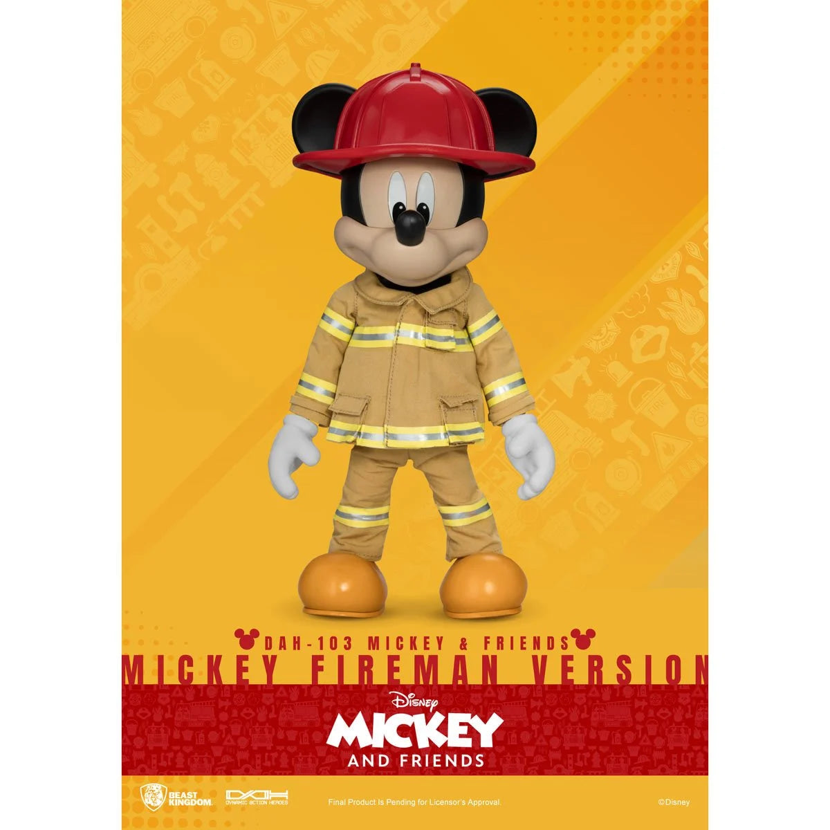 Beast Kingdom Mickey Mouse Fireman DAH-103 Dynamic 8-Ction Heroes Action Figure wearing firefighter gear