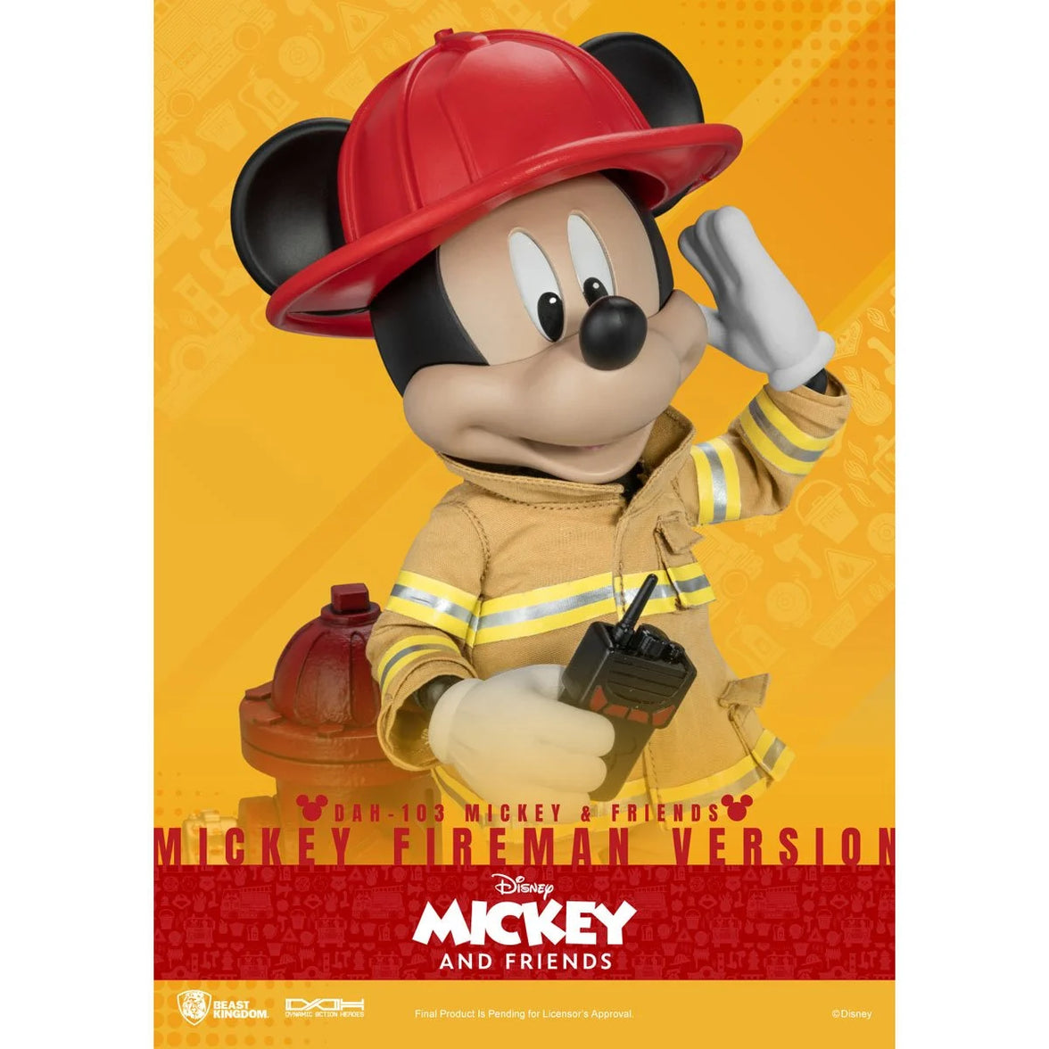 Beast Kingdom Mickey Mouse Fireman DAH-103 Dynamic 8-Ction Heroes Action Figure in firefighter outfit