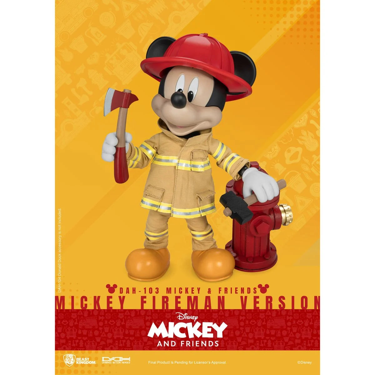 Beast Kingdom Mickey Mouse Fireman DAH-103 Dynamic 8-Ction Heroes Action Figure with axe and hydrant