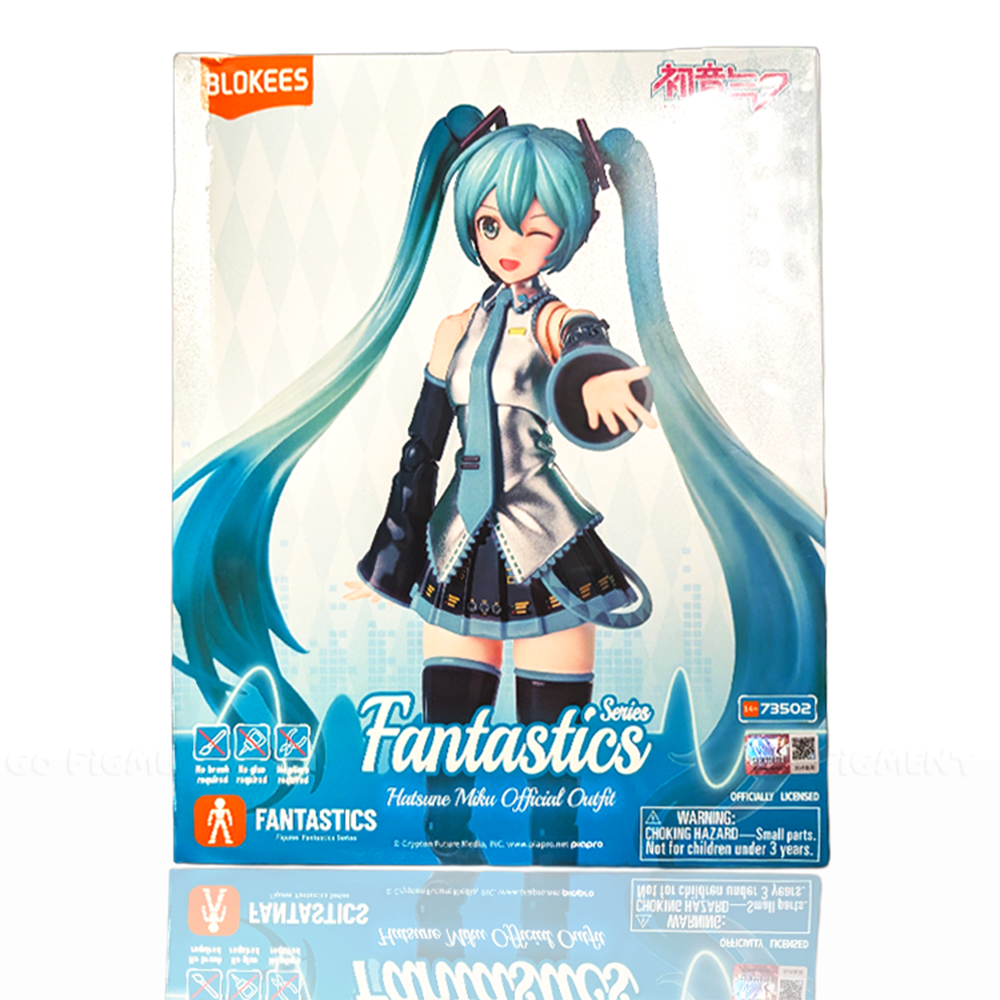 Hatsune Miku Official Outfit Blokees Fantastics Series Model Kit figure in teal and black outfit by Blokees